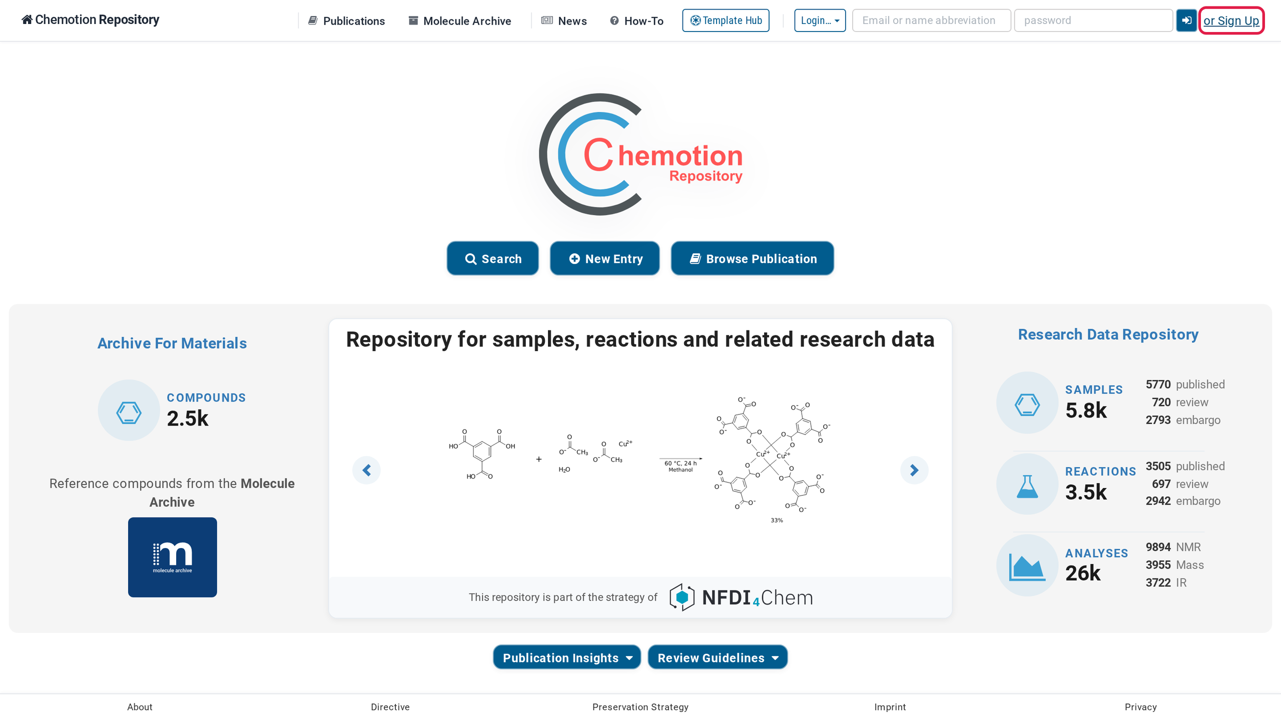 The repository landing page, logged out, with the Sign Up link highlighted