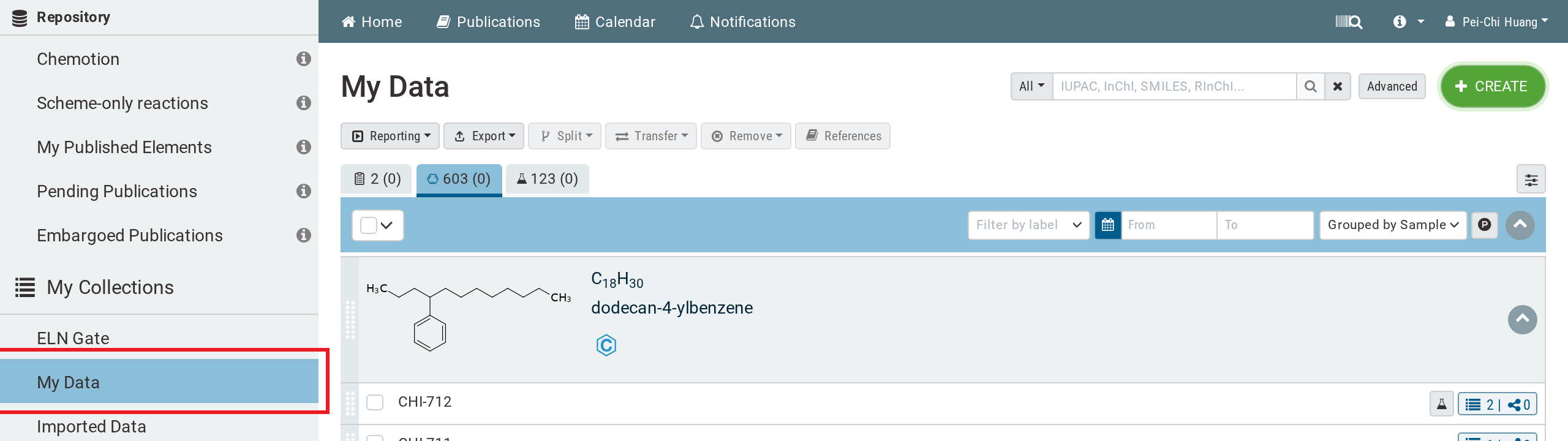 The My DB workspace with the My Data collection selected in the sidebar