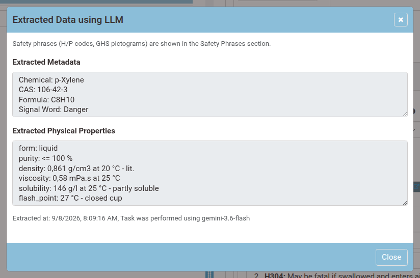 The Extracted Data using LLM dialog