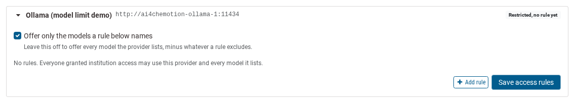 Restricting a provider to the models its rules name