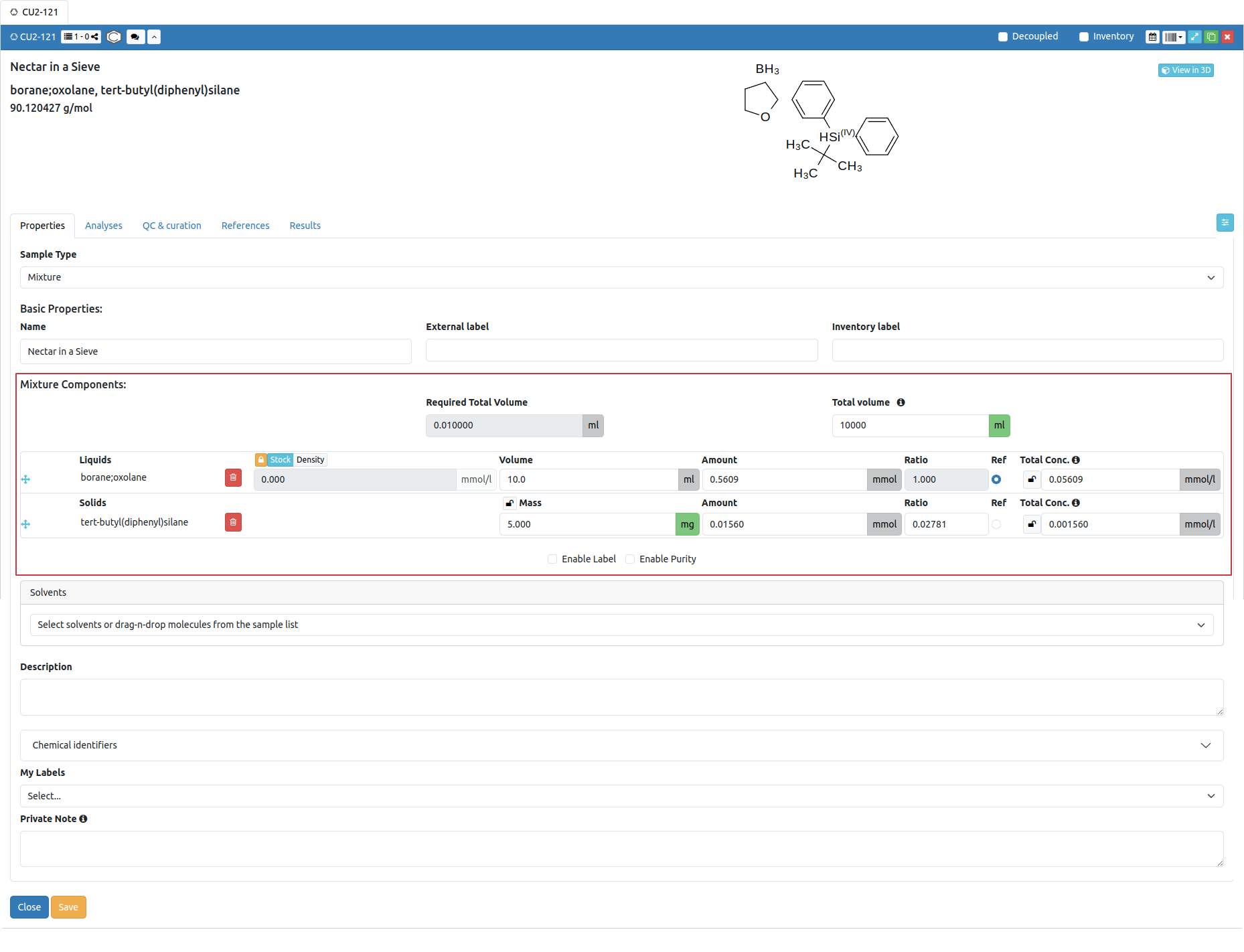 "Sample with mixture"