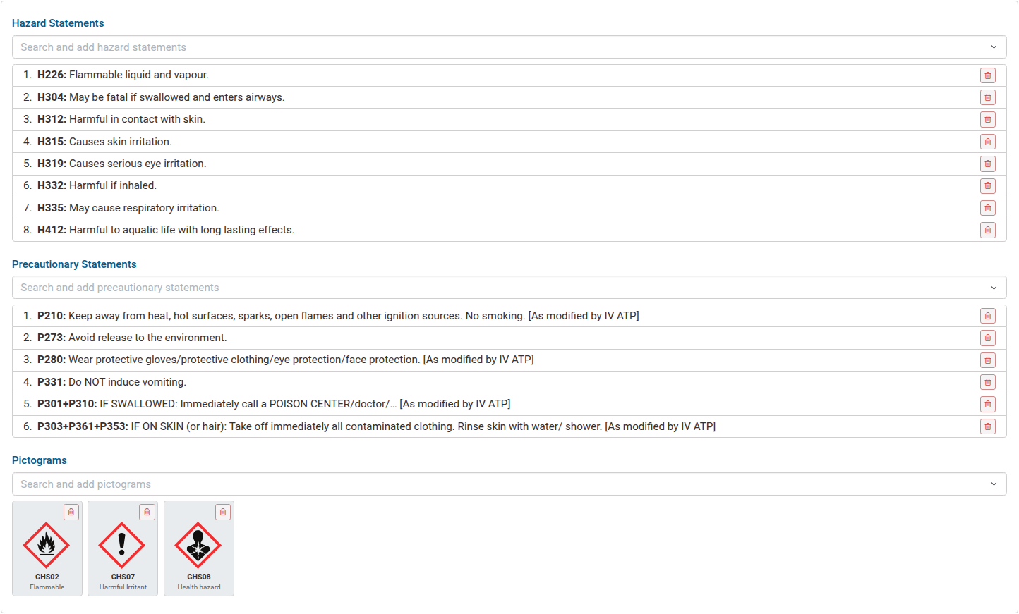 Safety phrases editor